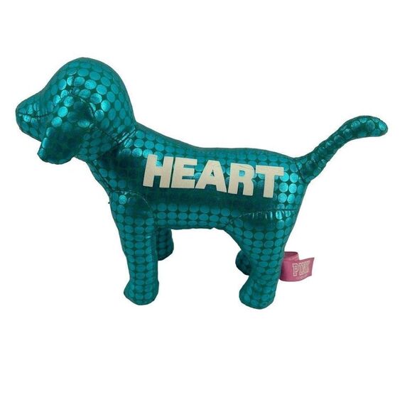 Victoria’s Secret PINK 2009 Metallic Blue “HEART” Small Plush Stuffed Dog Y2K - Picture 7 of 16